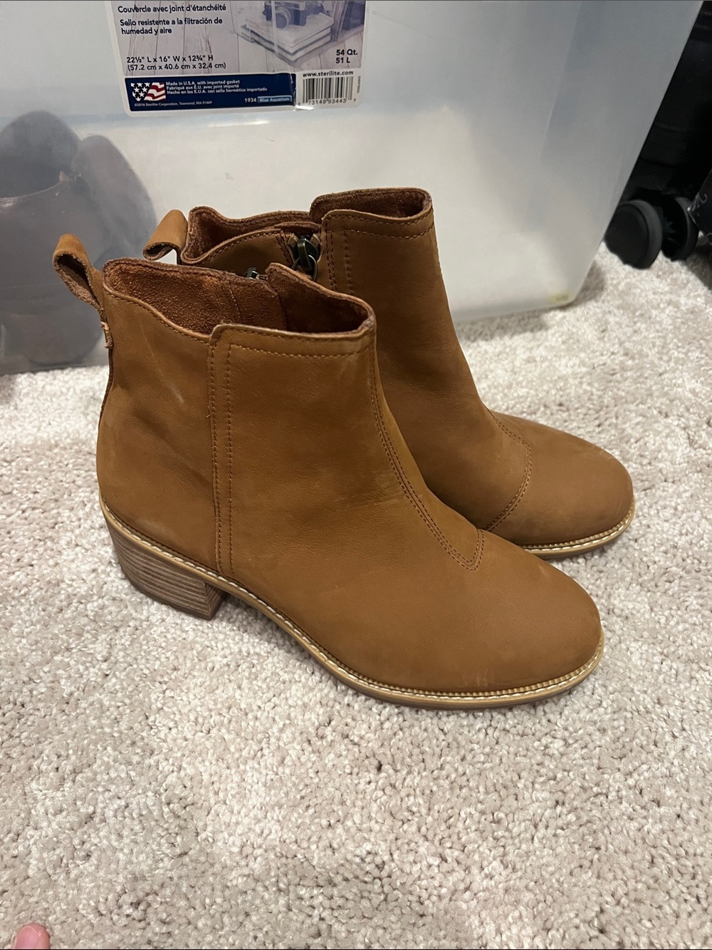 Toms Chestnut Ankle Booties in Tan Leather